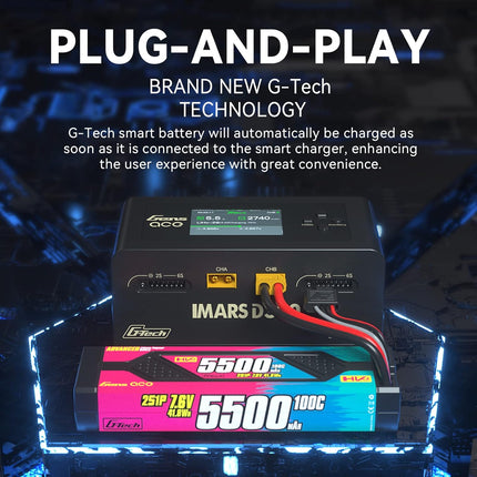 Gens Ace iMars D300 G-Tech Series RC Lipo Battery Charger Smart Dual Channel Charger 16A AC 300W DC 700W Charging