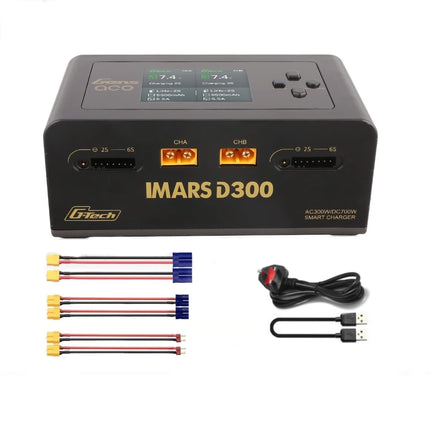 Gens Ace iMars D300 G-Tech Series RC Lipo Battery Charger Smart Dual Channel Charger 16A AC 300W DC 700W Charging