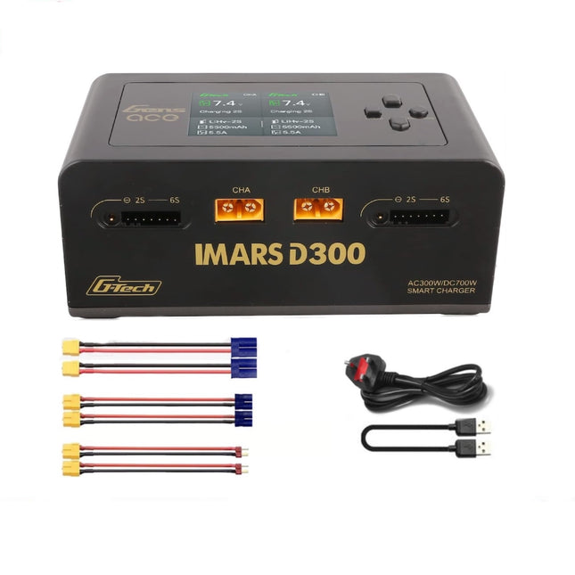 Gens Ace iMars D300 G-Tech Series RC Lipo Battery Charger Smart Dual Channel Charger 16A AC 300W DC 700W Charging