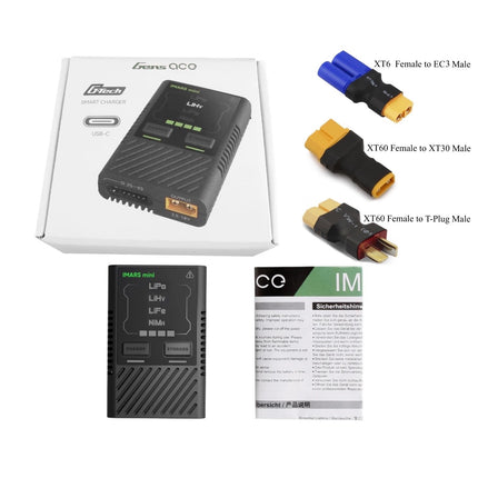Gens Ace iMars Mini G-Tech 60W 2S 4S RC Lipo Battery Charger LiHV, LiFe, 2-12S NiMH Battery  Eco Friendly Version(Not Include USB-C Power Adapter)