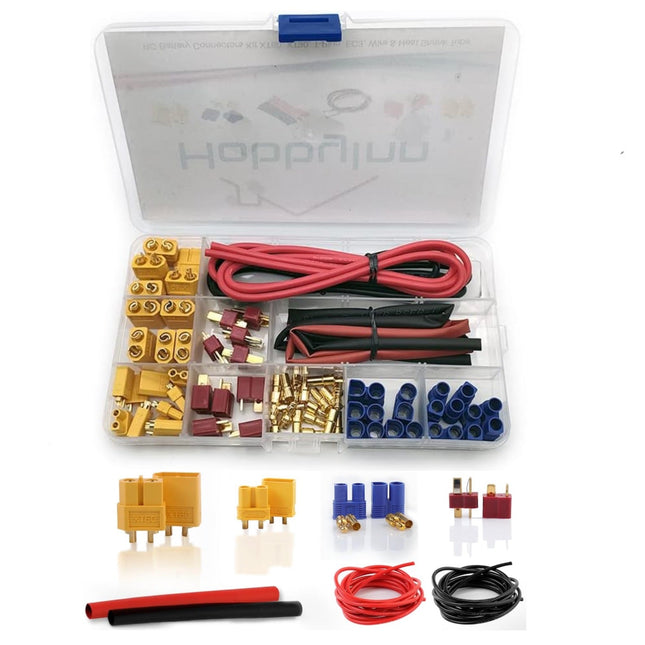RC Lipo Battery Connectors Kit Deans T XT30 XT60 EC3 Male & Female Plug Adapter Connectors with Silicone Wire & Heat shrink Tube for DIY Accessories HobbyInn