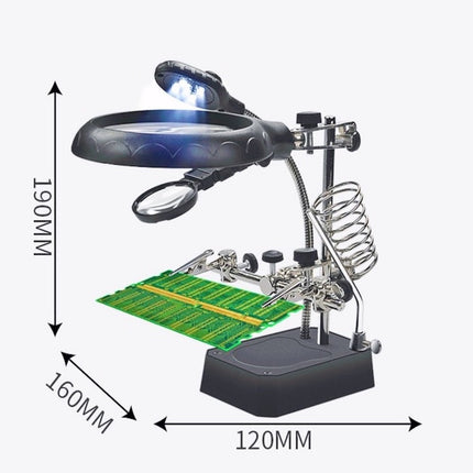 Solder Helping Hands Station LED Lamp Third Hand Repair Clamp Auxiliary Clip Stand Two Auxiliary Magnifying Glasses Lens Solder Iron Holder Stand with UK Power Adapter. HobbyInn