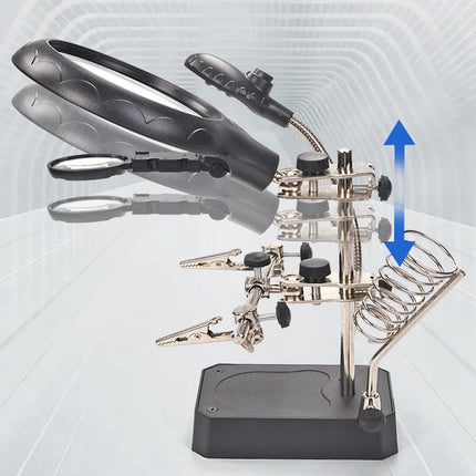 Solder Helping Hands Station LED Lamp Third Hand Repair Clamp Auxiliary Clip Stand Two Auxiliary Magnifying Glasses Lens Solder Iron Holder Stand with UK Power Adapter. HobbyInn