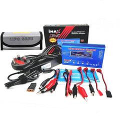 iMax B6 80W RC Lipo Battery Charger NiMh Li-ion Ni-Cd 6S RC Battery Balance Charging Discharge with Power Supply +  Lipo Safe Bag + U.K Power Lead HobbyInn