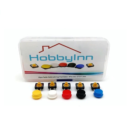 25pcs Tactile Switch Cap Push Button  4 Pins SMD PCB Micro Momentary Tact Assortment Kit HobbyInn