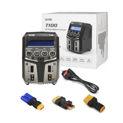 SKYRC T100 dual lipo battery charger 5A 2x50W for LiPo Li-Ion LiHV LiFe NiMH Balance Charging Pb AGM SKYRC
