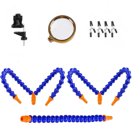 Soldering Helping Hands Station Soldering Third Hand Tool 5pcs of Flexible Arms Magnifying Glass Clamp Swivel Holder HobbyInn