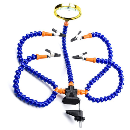 Soldering Helping Hands Station Soldering Third Hand Tool 5pcs of Flexible Arms Magnifying Glass Clamp Swivel Holder HobbyInn