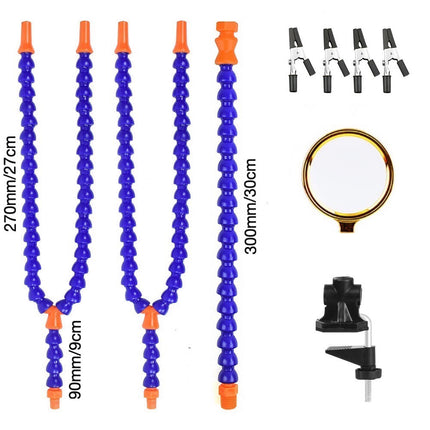 Soldering Helping Hands Station Soldering Third Hand Tool 5pcs of Flexible Arms Magnifying Glass Clamp Swivel Holder HobbyInn