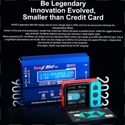 SKYRC B6 neo Lipo Battery Balance Charger Dis-charger LiFe LiIon LiHV 1-6cells NiMH NiCd 1-15cells Pb 3S 6S DC200W SKYRC