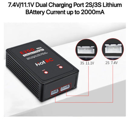 HotRC E350 2S 3S Lipo Battery Charger 25W 7.4V 11.1V Balance Charging UK AC Plug HOTRC