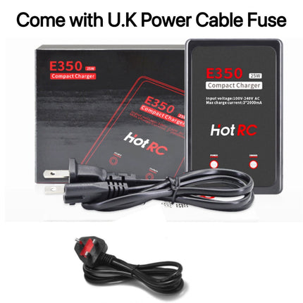 HotRC E350 2S 3S Lipo Battery Charger 25W 7.4V 11.1V Balance Charging UK AC Plug HOTRC