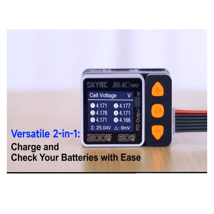 SKYRC B6AC neo RC Lipo Battery Charger Balance Charging Dis-Charge 2S-6S Multi Function 60W AC / 200W DC Dual Powered LiFe LiHV NiMH Lilon with Lipo Safe Bag SKYRC