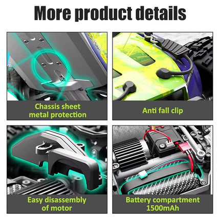 4wd RC Monster Truck Off Road Vehicle 1/18 2.4G Remote Control Car 40km with 2*Batteries include Remote Batteries HobbyInn