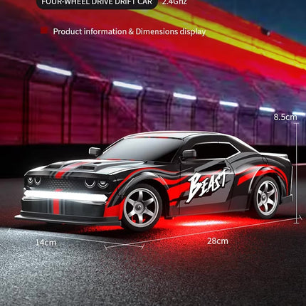RC Drift Car 4WD 1/16 2.4Ghz Radio Control Race Car 25Km with 2 Rechargeable Batteries HobbyInn