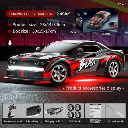 RC Drift Car 4WD 1/16 2.4Ghz Radio Control Race Car 25Km with 2 Rechargeable Batteries HobbyInn