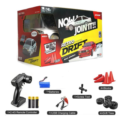 RC Drift Car 1/16 2.4Ghz Radio Control 4WD Race Car 30Km 2 Rechargeable Batteries White