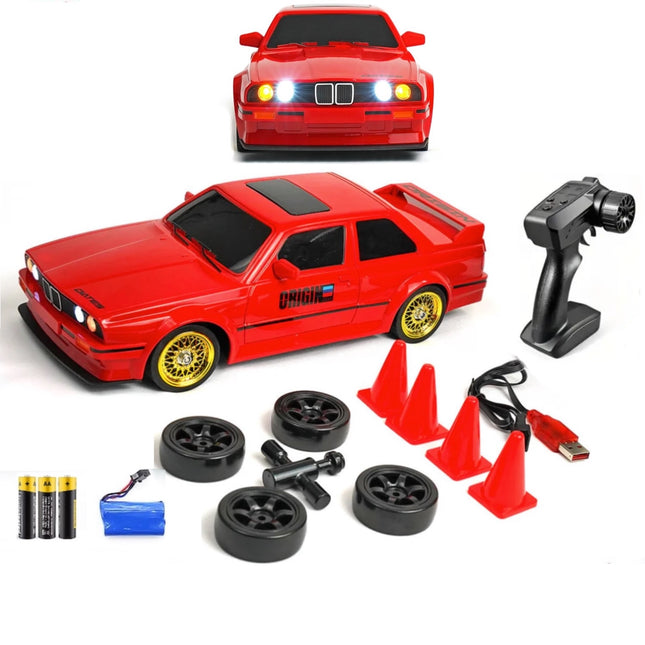 RC Drift Car 1/16 2.4Ghz Radio Control 4WD Race Car 30Km 2 Rechargeable Batteries Red