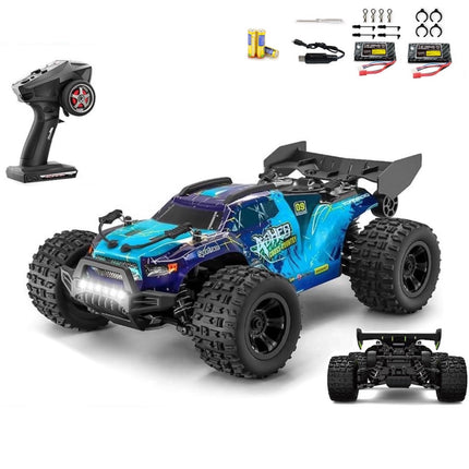 RC Monster Truck 4WD Off Road Vehicle 1/18 2.4G Remote Control Car 40km Blue with 2*Rechargeable Batteries include Remote Batteries
