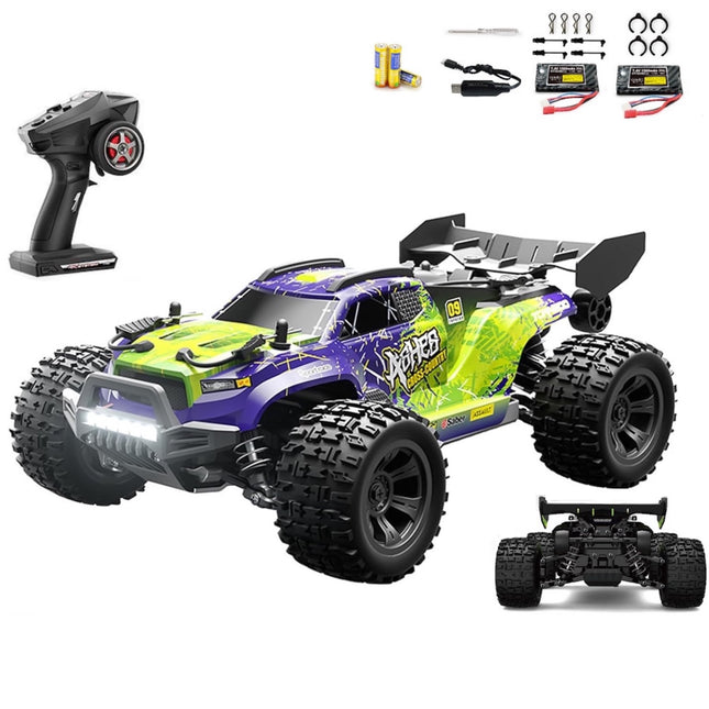 RC Monster Truck 4WD Off Road Vehicle 1/18 2.4G Remote Control Car 40km Green with 2*Rechargeable Batteries include Remote Batteries