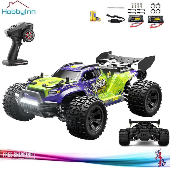 RC Monster Truck 4WD Off Road Vehicle 1/18 2.4G Remote Control Car 40km Green with 2*Rechargeable Batteries include Remote Batteries