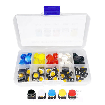 25pcs Tactile Switch Cap Push Button  4 Pins SMD PCB Micro Momentary Tact Assortment Kit HobbyInn
